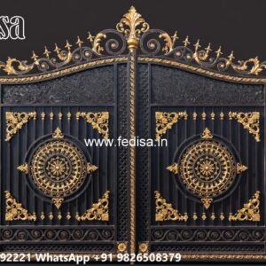 Steel Gate Single Door, Wood Door Gate Design Main Gate Lighting In Outdoor