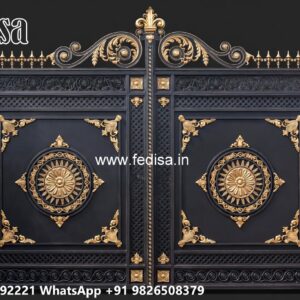 Steel Gate Single Door, Gate Design In Front Of House Main Gate Lighting In Outdoor