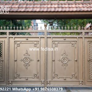 Cast Iron Gate Design, Entrance Steel Gate Design Main Gate Lighting In Outdoor
