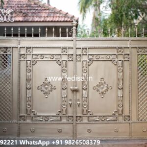 Cast Iron Gate Design, Steel Gate Design 5 Feet Main Gate Lighting In Outdoor