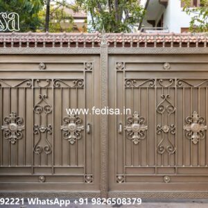Gate Ke Upar Ka Design, Front Sliding Gate Designs For Houses Main Gate Lighting In Outdoor