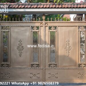 Cast Iron Gate Design, Fundermax Sheet Gate Design Main Gate Lighting In Outdoor