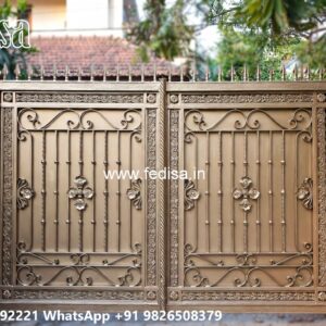 Lohe Ke Gate Ka Colour, Front Gate Upper Design Main Gate Lighting In Outdoor