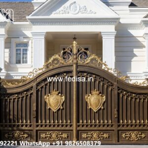 Grill Gate For Main Door Price, One Side Iron Gate Design Main Gate Lighting In Outdoor