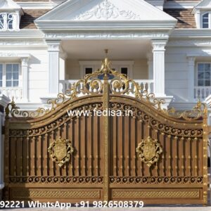 Steel Gate Single Door, Main Gate Iron Grill Design Main Gate Lighting In Outdoor