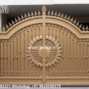Cast Iron Gate Design, Boundary Steel Gate Main Gate Lighting In Outdoor