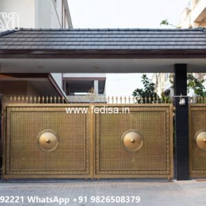 Cast Iron Gate Design, L Shape Gate Design Main Gate Lighting In Outdoor