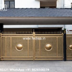 Steel Gate Single Door, Full Main Gate Design Main Gate Lighting In Outdoor
