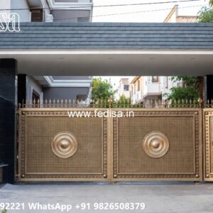 Steel Gate Design Latest, Front Slide Gate Design Main Gate Lighting In Outdoor