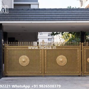 Lohe Ke Gate Ka Colour, Double Main Gate Design Main Gate Lighting In Outdoor