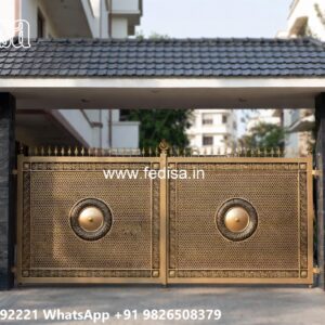 Steel Gate Single Door, Grill Fencing Design Main Gate Lighting In Outdoor