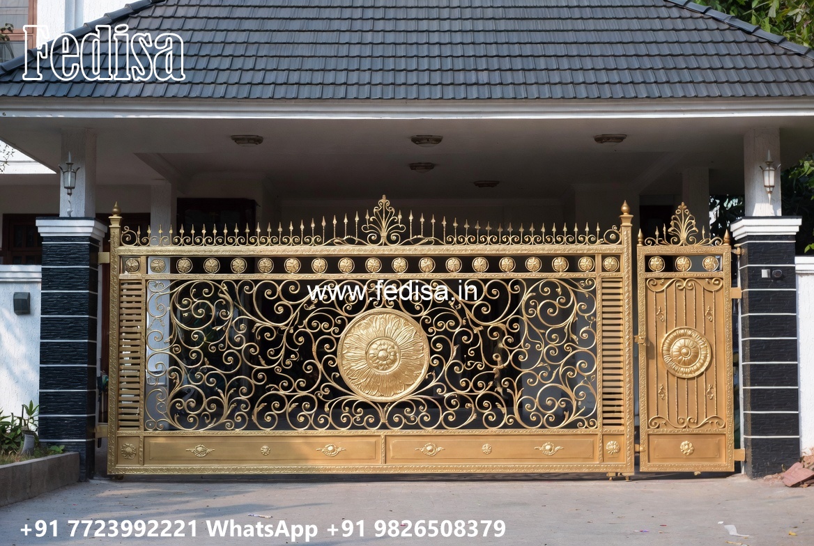 Simple Iron Gate Designs For Homes, Iron Main Gate Design Main Gate Lighting In Outdoor