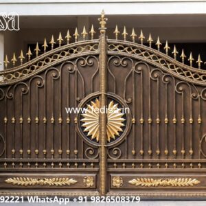 Single Steel Gate Design, Lohe Ka Gate Ka Design Main Gate Lighting In Outdoor
