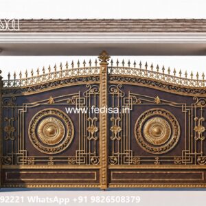 Mane Gate Design, Wrought Iron Fence Designs Main Gate Lighting In Outdoor