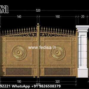 Office Gate Design, Main Gate Design 2026 Steel Main Gate Lighting In Outdoor