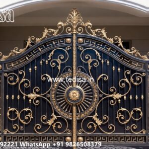 Single Steel Gate Design, Gate And Fence Design Main Gate Lighting In Outdoor