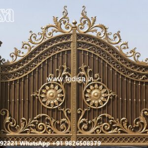 Single Steel Gate Design, Angle Bar Gate Design Main Gate Lighting In Outdoor