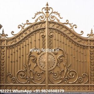 Security Gate Design, Black Gate Design Main Gate Lighting In Outdoor