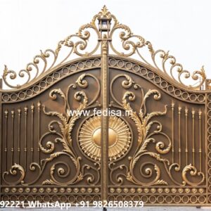 Mane Gate Design, Boundary Wall Grill Main Gate Lighting In Outdoor