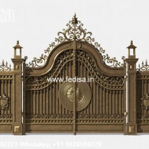 Small Main Gate Design, Fancy Steel Gate Main Gate Lighting In Outdoor