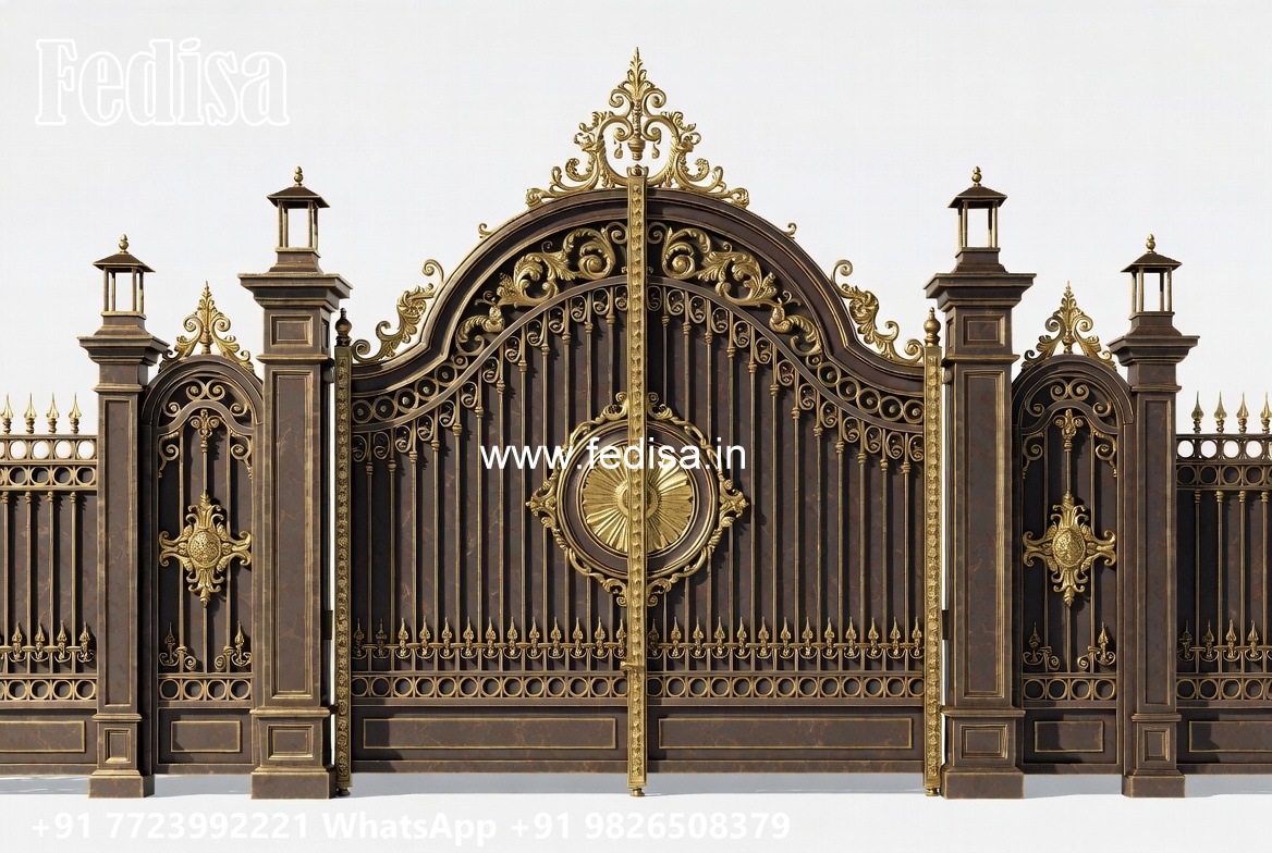 Security Gate Design, Pipe Design Gate Main Gate Lighting In Outdoor