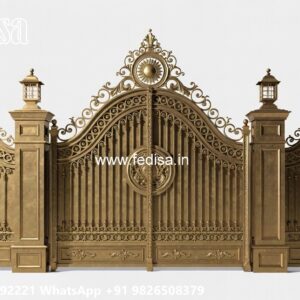 Lightweight Gate Design, Iron Sliding Gate Design Main Gate Lighting In Outdoor