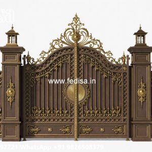 Office Gate Design, Double Door Steel Gate Design Main Gate Lighting In Outdoor