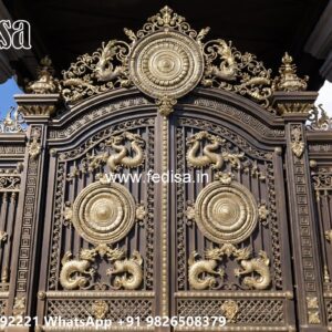 Single Steel Gate Design, Wheel Gate Design Main Gate Lighting In Outdoor