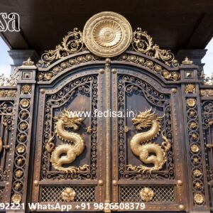 Single Steel Gate Design, Aluminium Main Gate Design Main Gate Lighting In Outdoor