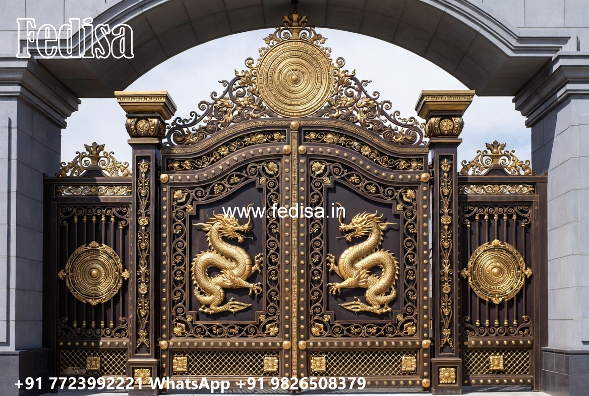 Simple Iron Gate Designs For Homes, Main Gate Steel Handle Design Main Gate Lighting In Outdoor