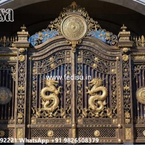 Security Gate Design, Boundary Wall Sliding Gate Design Main Gate Lighting In Outdoor
