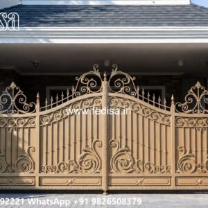 Lightweight Gate Design, Boundary Main Gate Design Main Gate Lighting In Outdoor