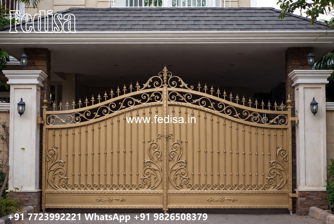Single Steel Gate Design, Best Sliding Gate Design Main Gate Lighting In Outdoor