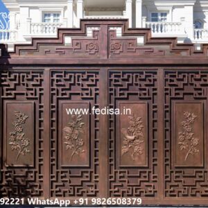 Simple Iron Gate Designs For Homes, Simple Main Gate Design Iron Main Gate Lighting In Outdoor