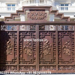 Compound Wall Gate Price, Boundary Wall Steel Grill Design Main Gate Lighting In Outdoor