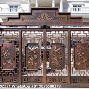 Single Steel Gate Design, Metal Main Gate Design Main Gate Lighting In Outdoor