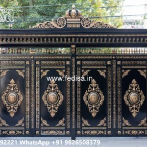 Simple Iron Gate Designs For Homes, Farm House Main Gate Designs Main Gate Lighting In Outdoor