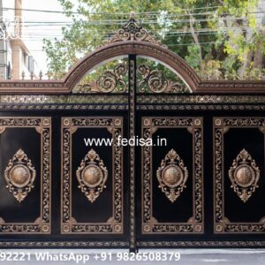 Lightweight Gate Design, Sliding Front Gate Design Main Gate Lighting In Outdoor