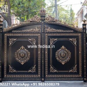 Office Gate Design, Compound Wall Grill Gate Design Main Gate Lighting In Outdoor