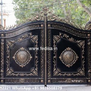 Single Steel Gate Design, Main Gate Upper Design Main Gate Lighting In Outdoor