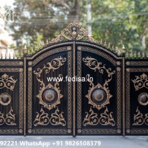 Small Main Gate Design, Wall Compound Grill Design Main Gate Lighting In Outdoor