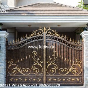 Mane Gate Design, Design Gate Steel Main Gate Lighting In Outdoor