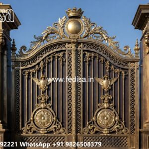 Office Gate Design, Gate Design With Wall Main Gate Lighting In Outdoor