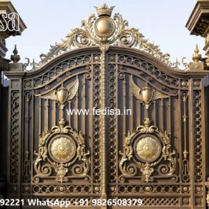 Lightweight Gate Design, Sliding Gate With Small Gate Main Gate Lighting In Outdoor