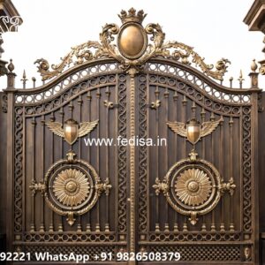 Single Steel Gate Design, Boundary Main Gate Main Gate Lighting In Outdoor