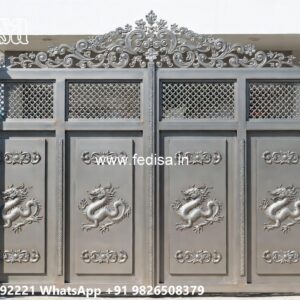 Single Steel Gate Design, Boundary Grill Gate Design Main Gate Lighting In Outdoor