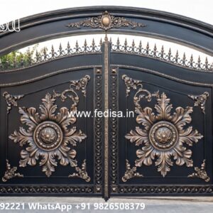 Lightweight Gate Design, Metal Grill Gate Main Gate Lighting In Outdoor