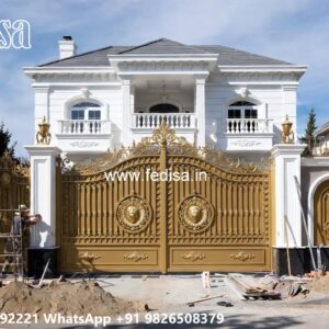 Small Main Gate Design, Steel Gate Design For Temple Main Gate Lighting In Outdoor