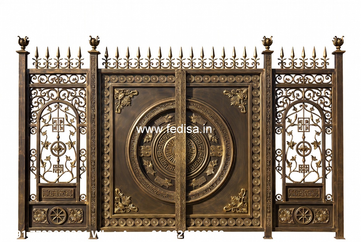 Steel Ke Gate Ki Design, Two Door Gate Design Main Gate Lighting In Outdoor