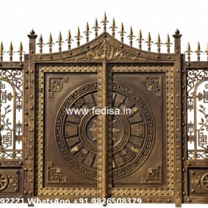Small Main Gate Design, Wood And Steel Gate Design Main Gate Lighting In Outdoor